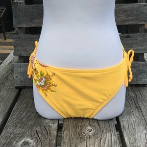 Dippers Gold Floral Appliqué Bikini Bottom SZ S! NEW!